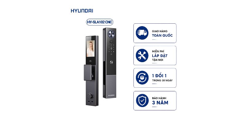 Khóa cửa nhận diện khuôn mặt Hyundai HY-SLA102 CNC Black